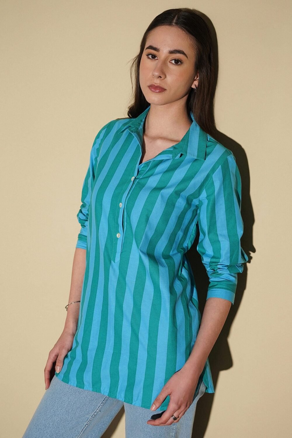 Cotton Striped Shirt - Blue