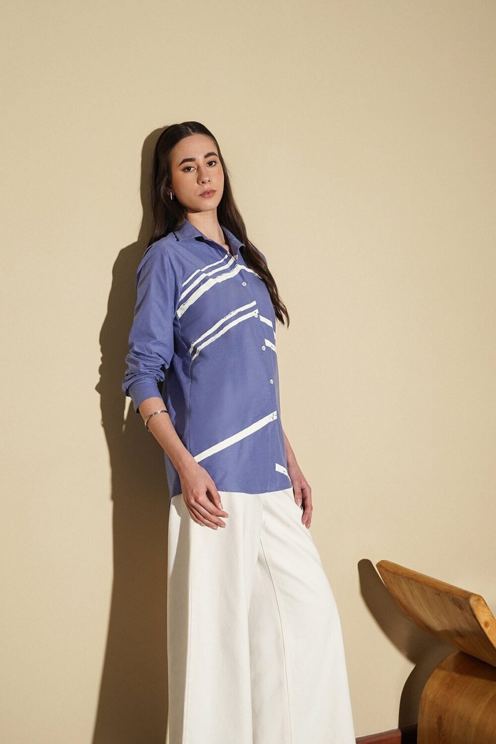 Cotton Striped Regular Shirt - Blue