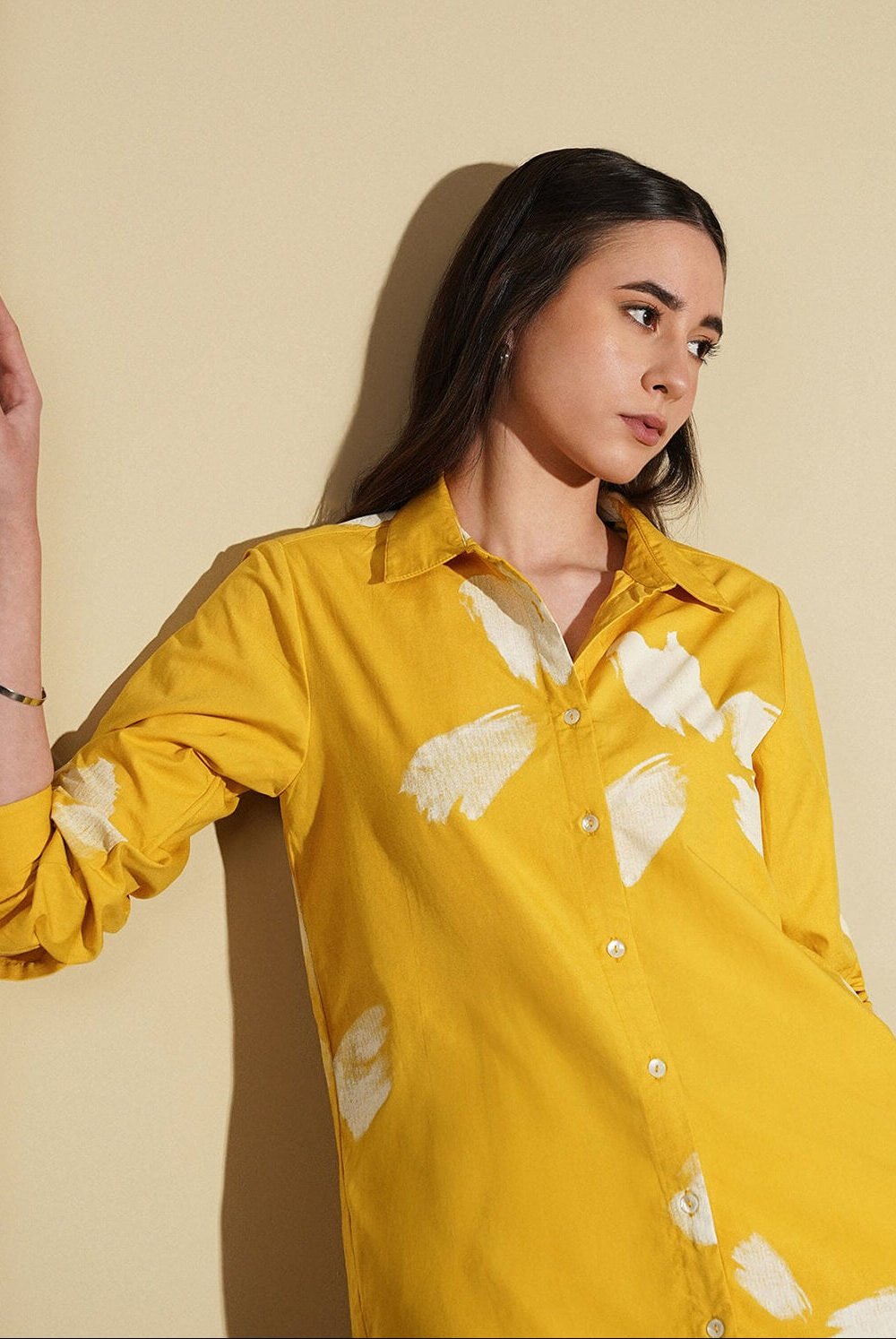 Cotton Floral Shirt - Yellow
