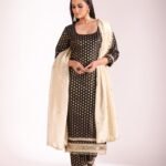 Noorika Black Embroidered Silk Kurta  And Dupatta
