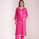 Mastani Fuschia Sequins Embroidered  Chanderi Kurta And Pant With Dupatta