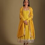 Mastani Sunshine Embroidered Chanderi Anarkali And Chooridar With Dupatta