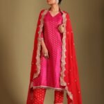Noorika Red Embroidered Silk Kurta And Dupatta