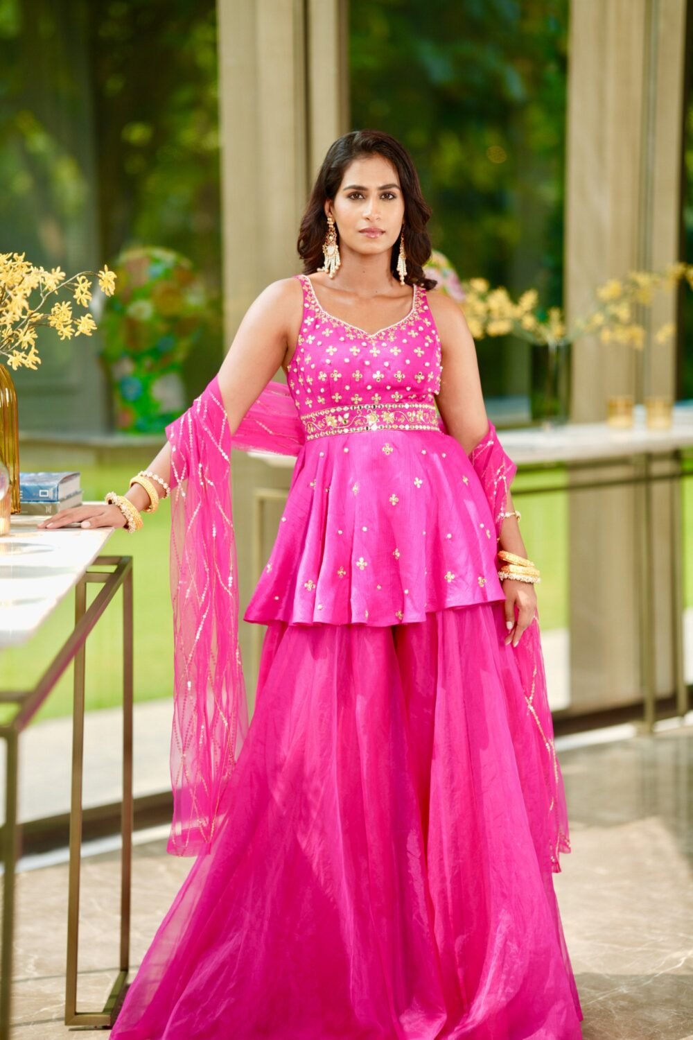 Pink Raya sharara set