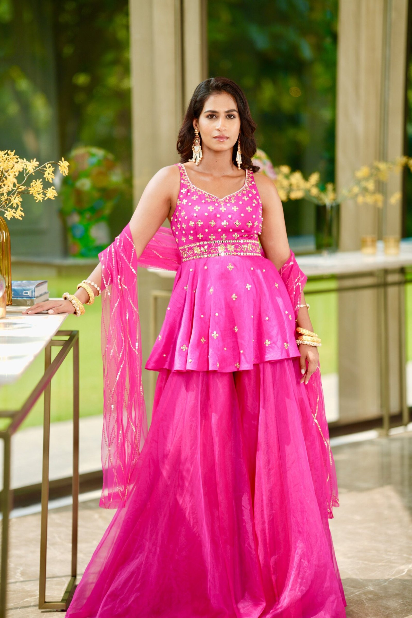 Pink Raya sharara set
