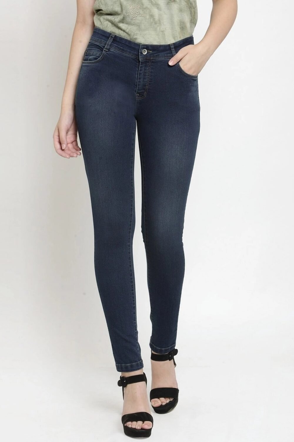 Blue Slim Fit Cotton Blend Jeans