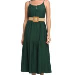 Dark Green Rayon Regular Fit Dress