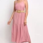 Dusty Pink Solid Long Length Dress