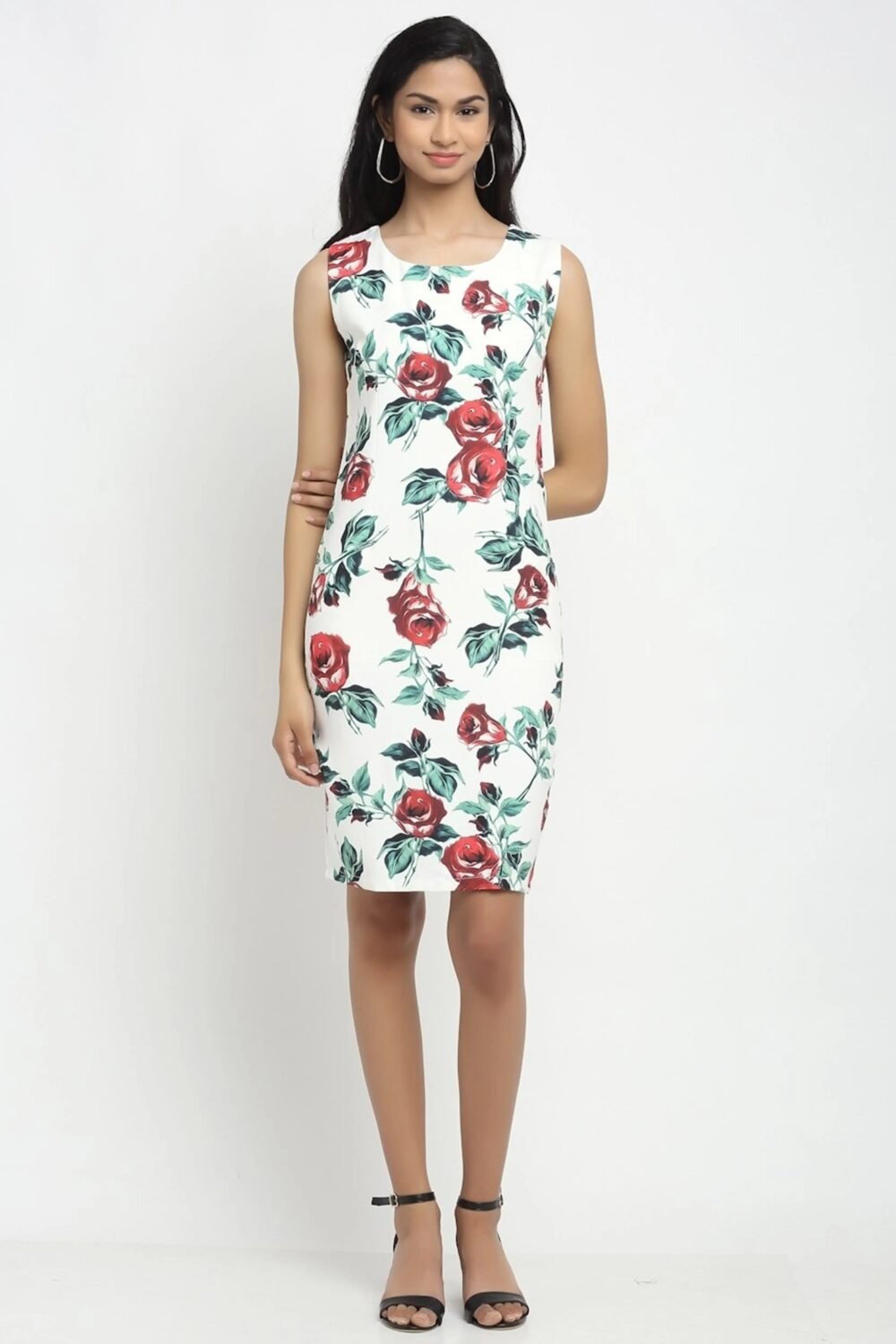 White Cotton Floral Dress