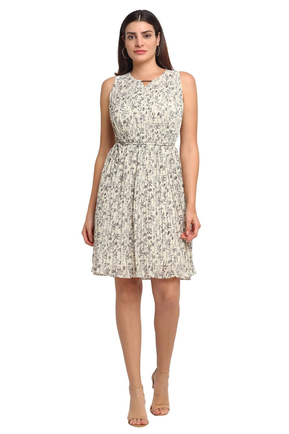 Black Printed Midi Length Dress