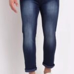 Men Blue Cotton Blend Solid Jeans