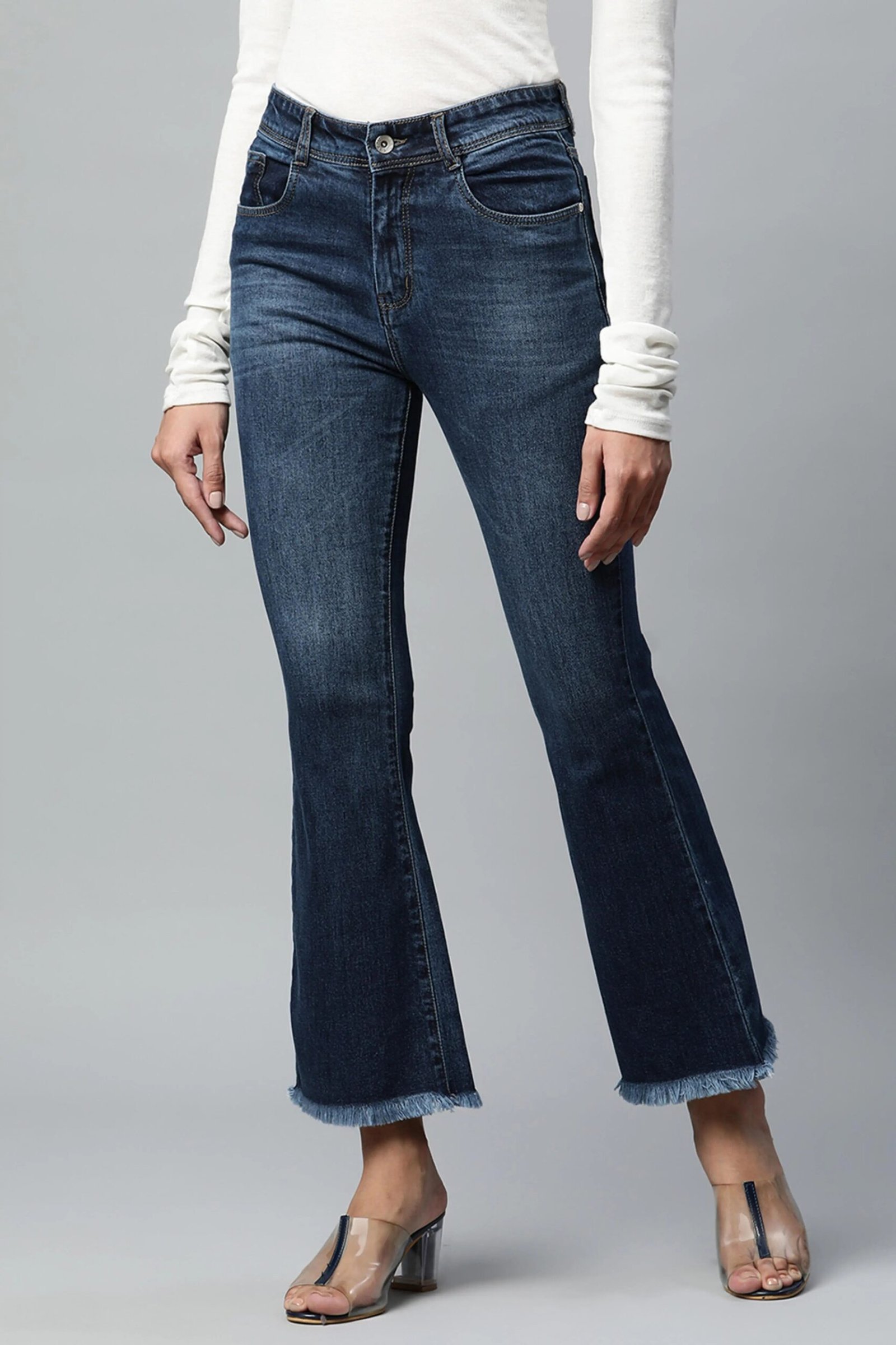Blue Medium Washed Bootcut Jeans