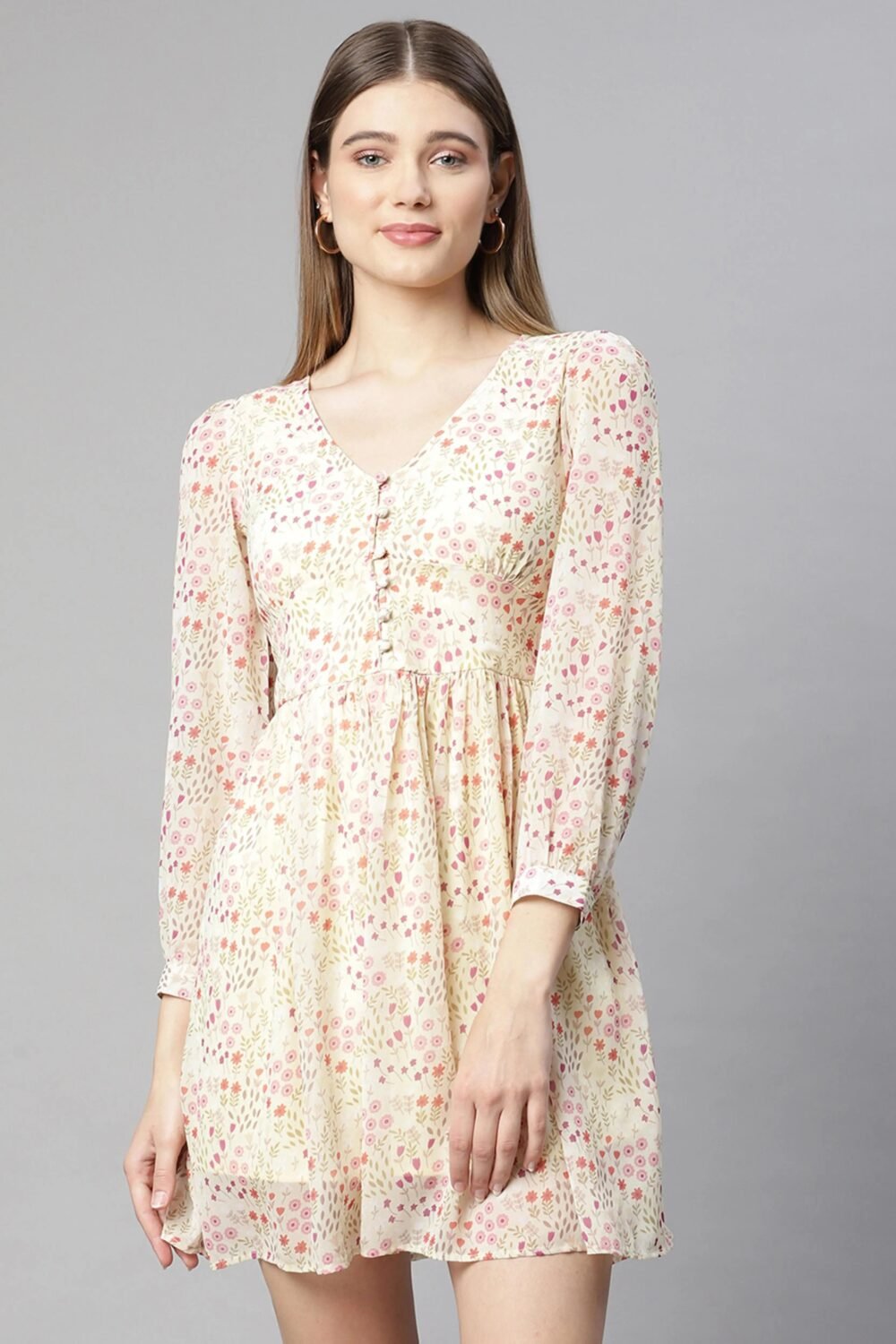 Women Pink Floral Printed Mini Dress