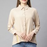 Beige Solid Relaxed Fit Shirt