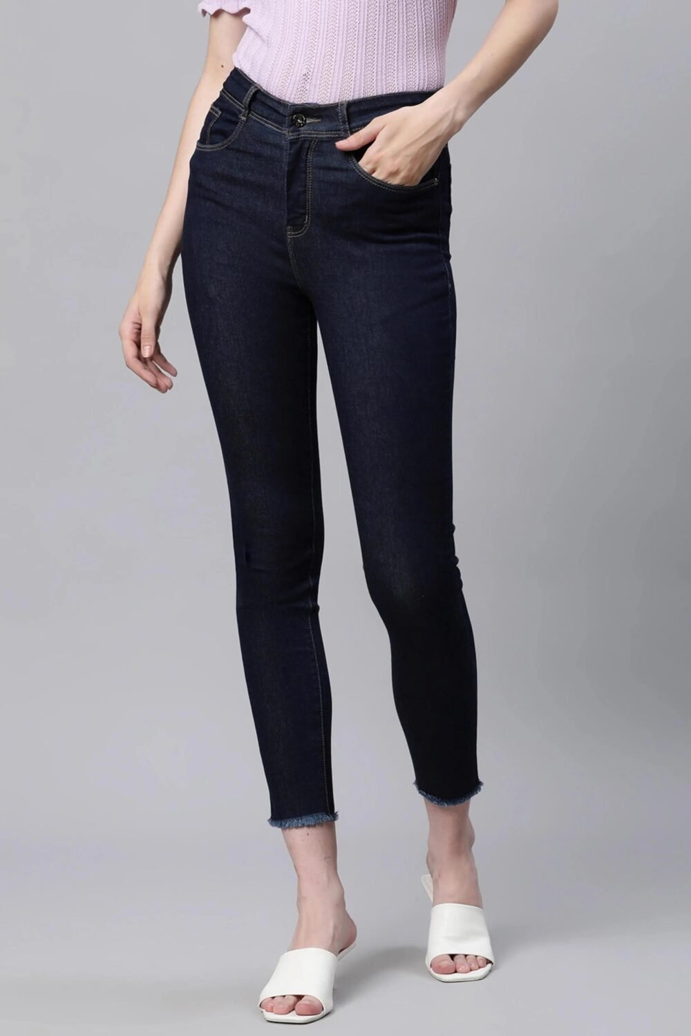 Dark Blue High Rise Slim Jeans