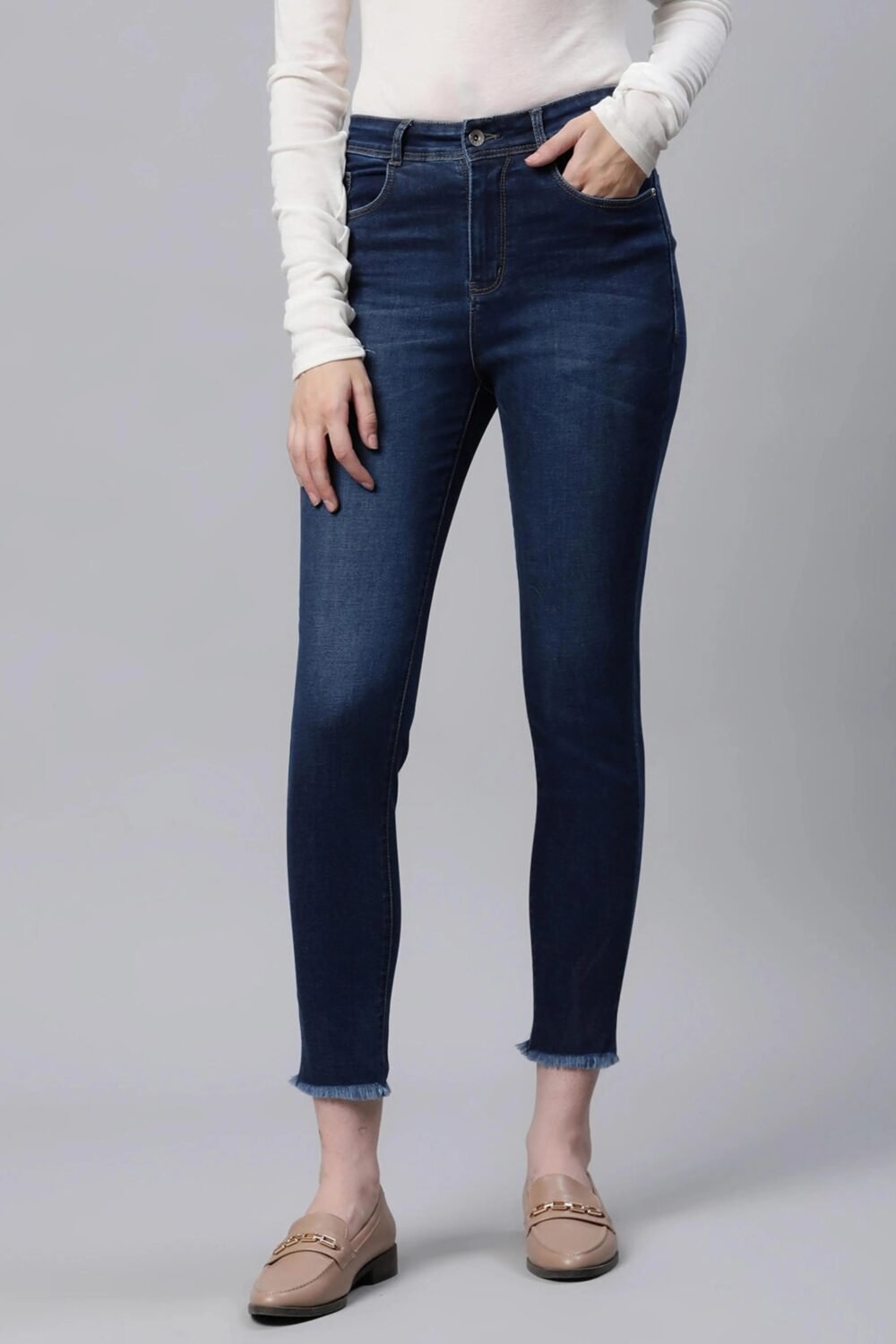 Blue High Waist Slim Fit Jeans