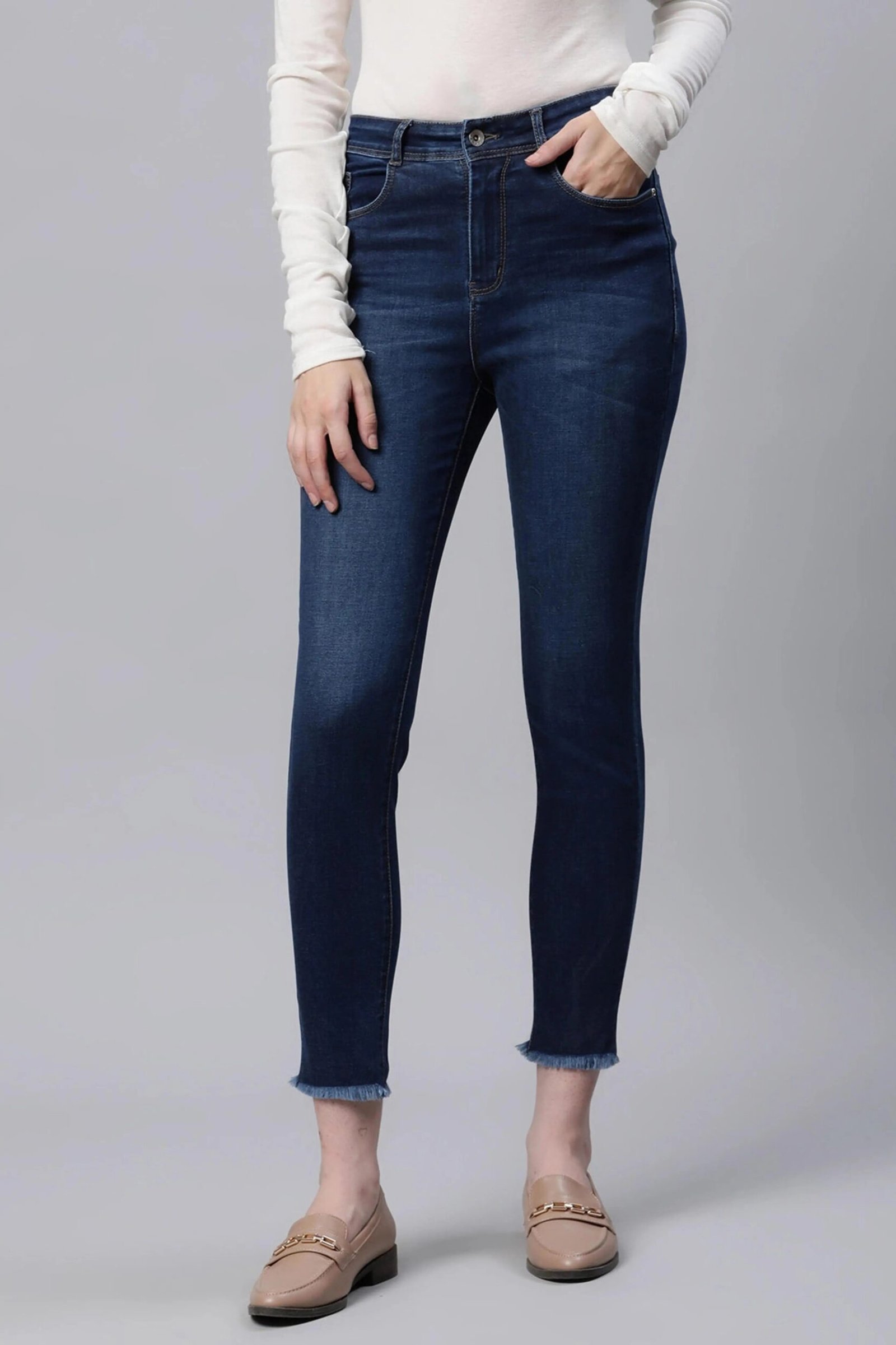 Blue High Waist Slim Fit Jeans