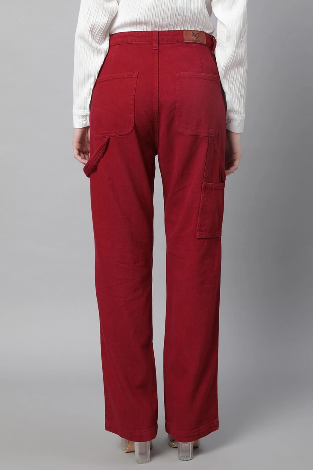Red Regular Fit Full Length Jeans