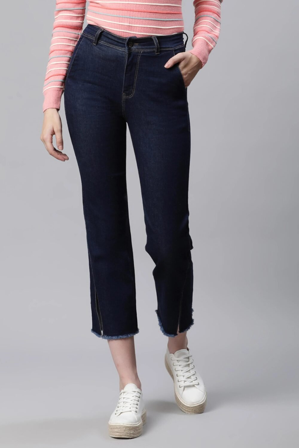 Blue Slim Fit Ankle Length Jeans