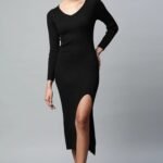 Black Solid Viscose Dress
