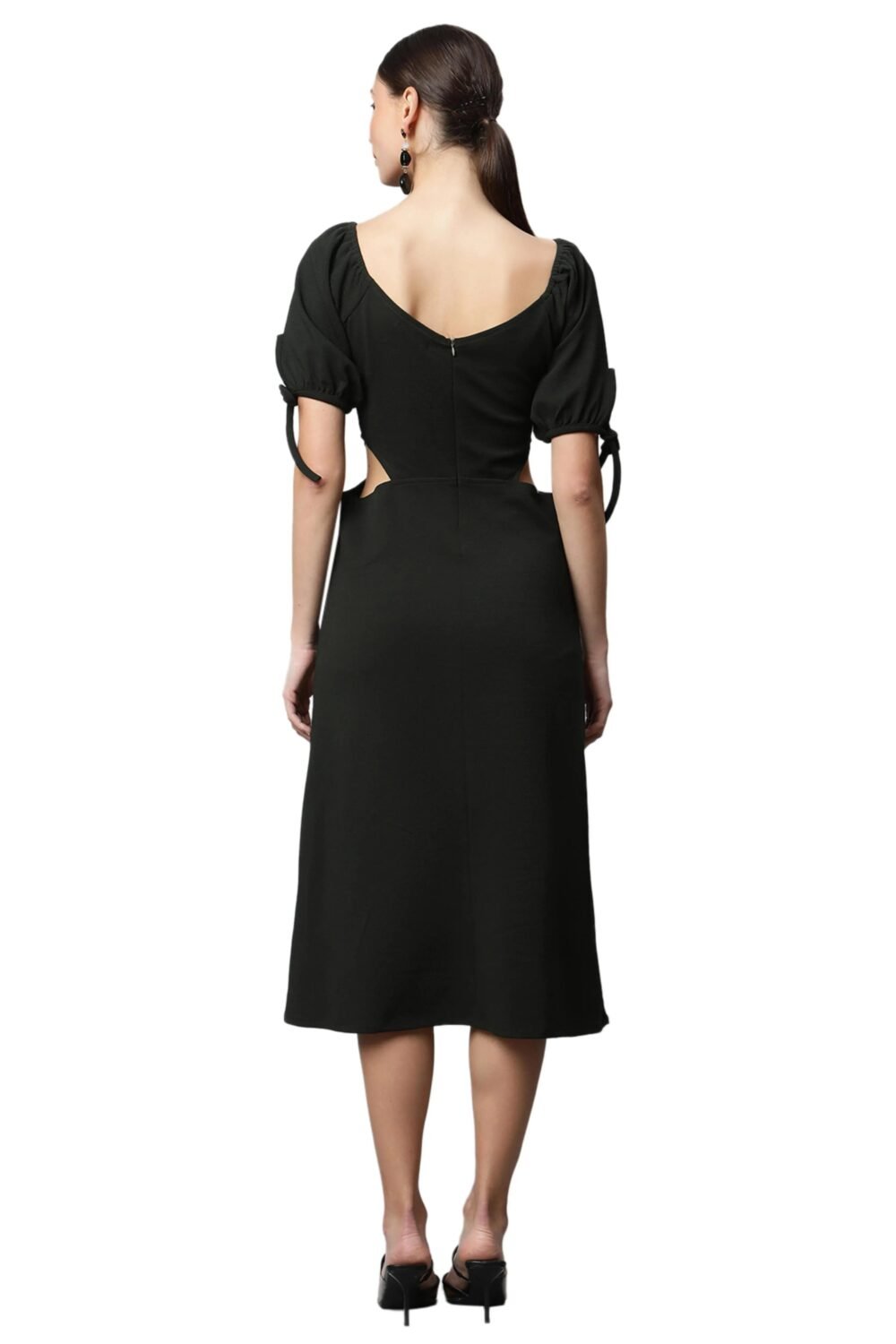 Green Off-Shoulder Waist Cut Bodycon Dress