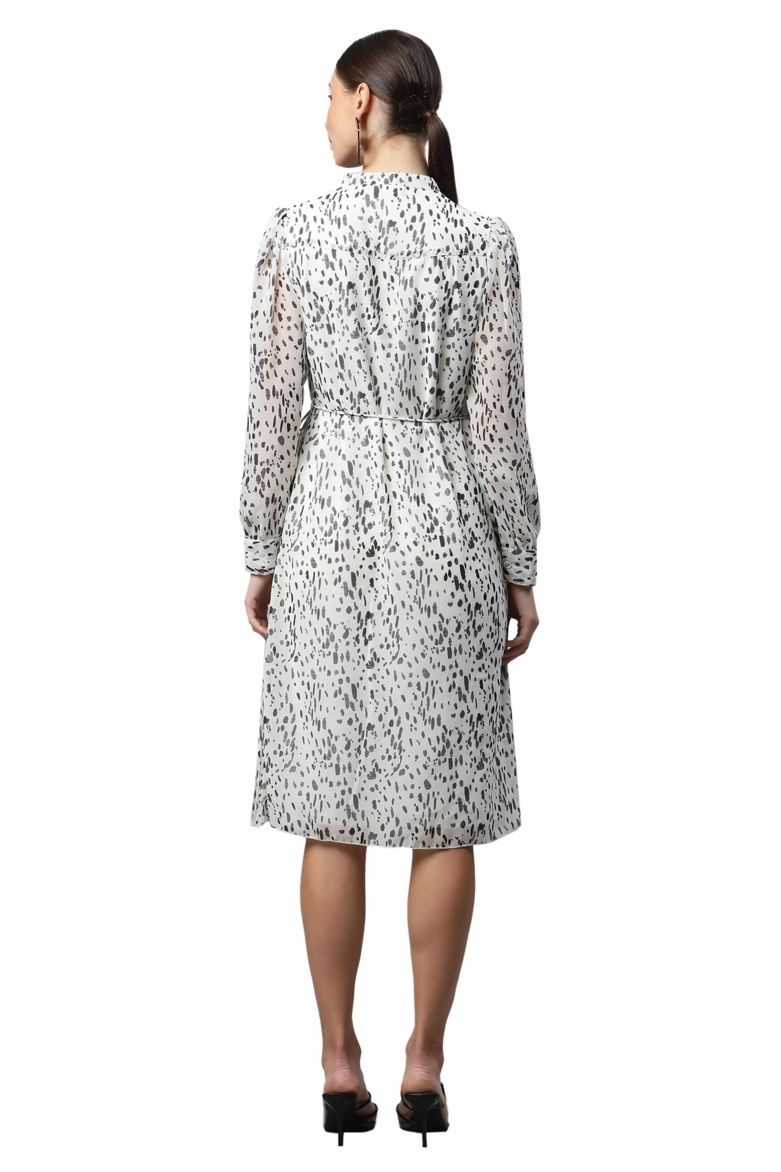 White Cotton Polka Dots Dress