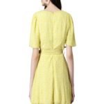 Lemon V Neck Printed Wrap Dress