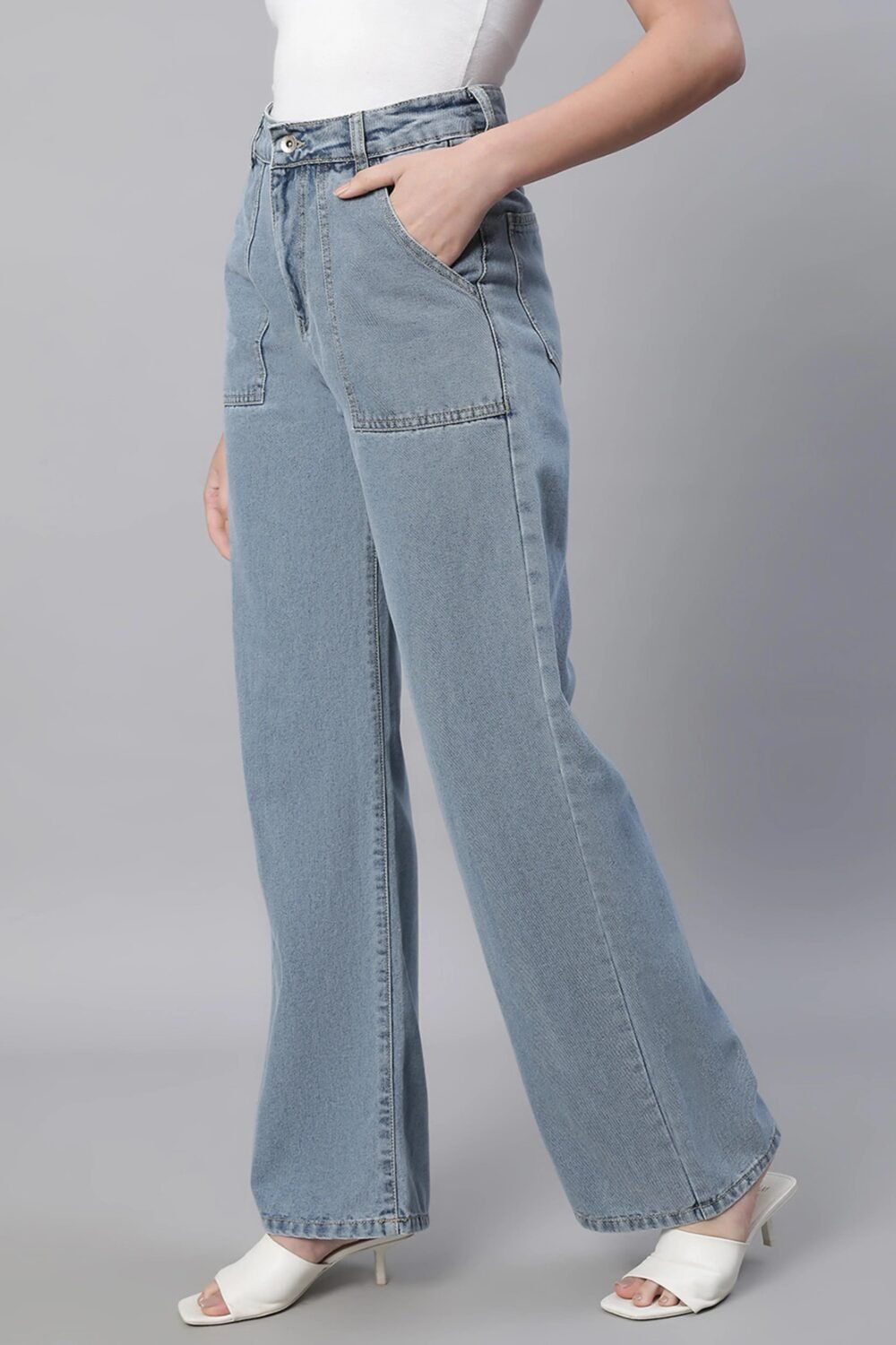 Blue Flared Leg Stretchable Jeans