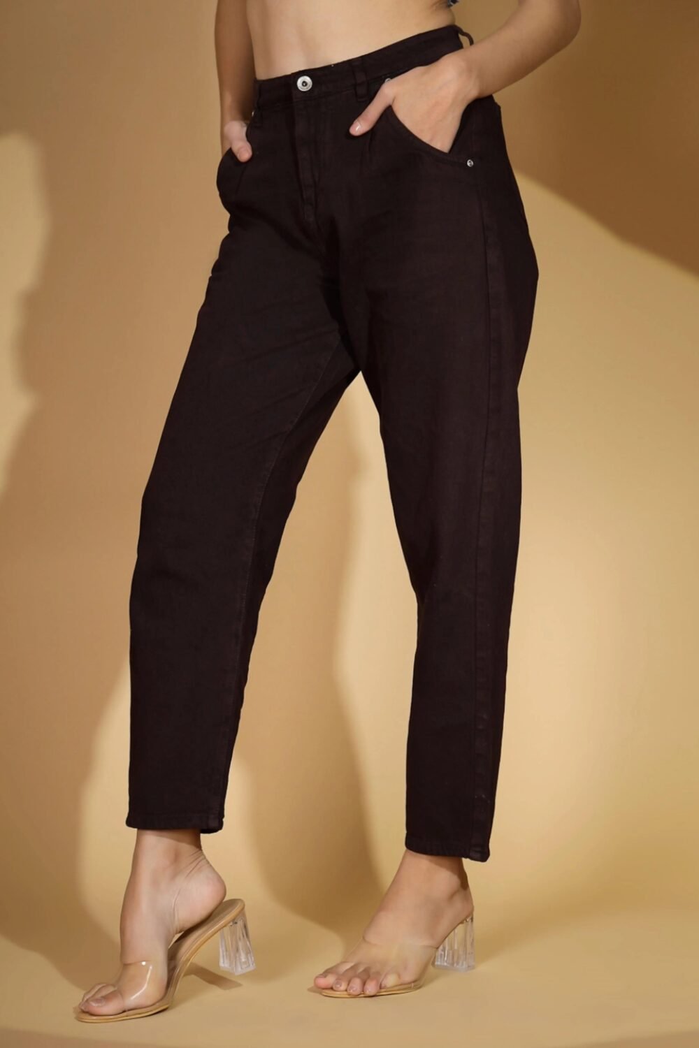 Brown Regular Fit Stretchable Jeans