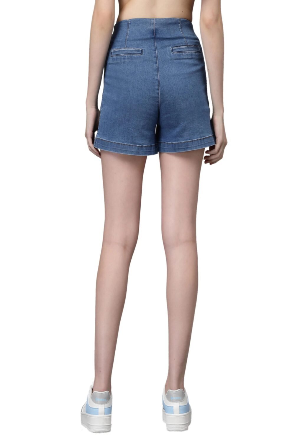 Blue Solid Cotton Regular Fit Shorts
