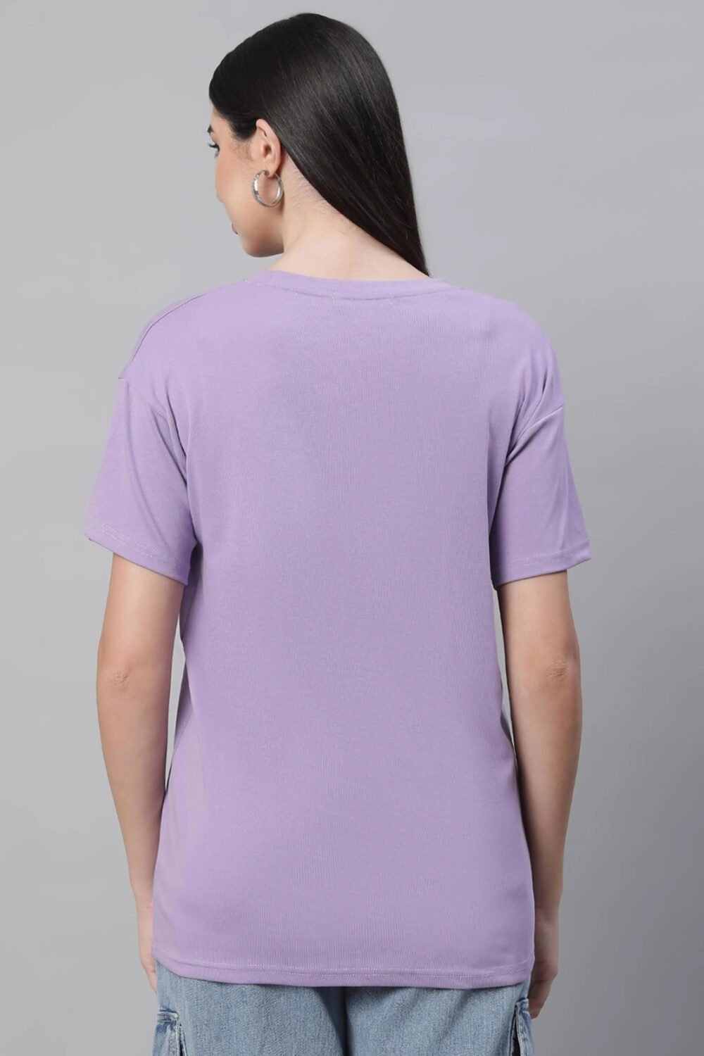 Purple Round Neck Printed Top