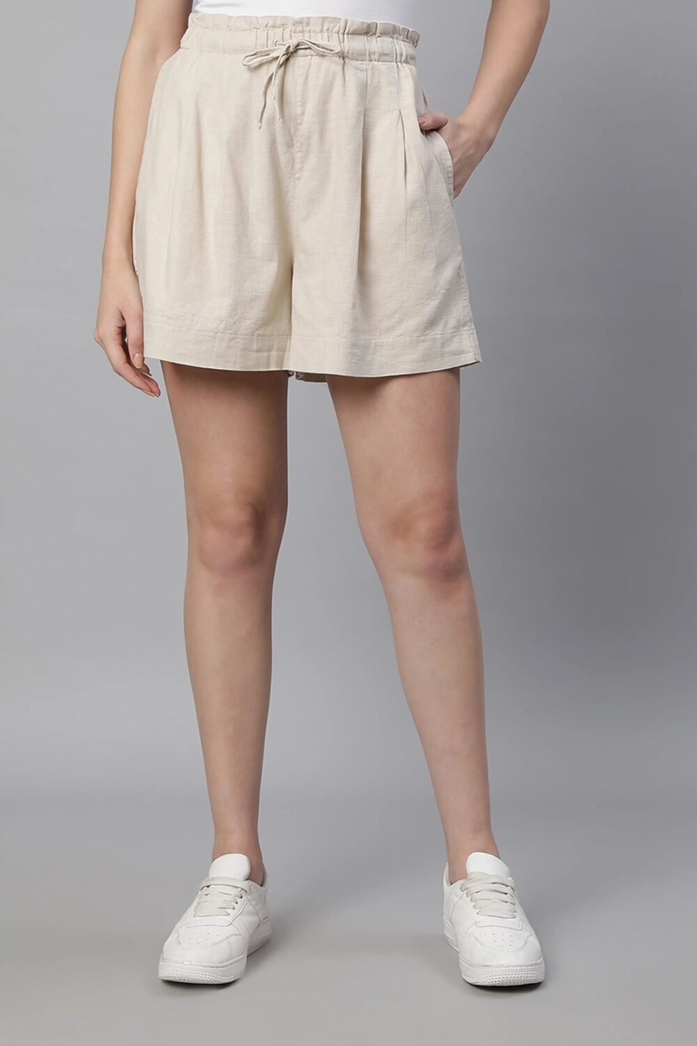 Natural Linen Blend Relaxed Shorts