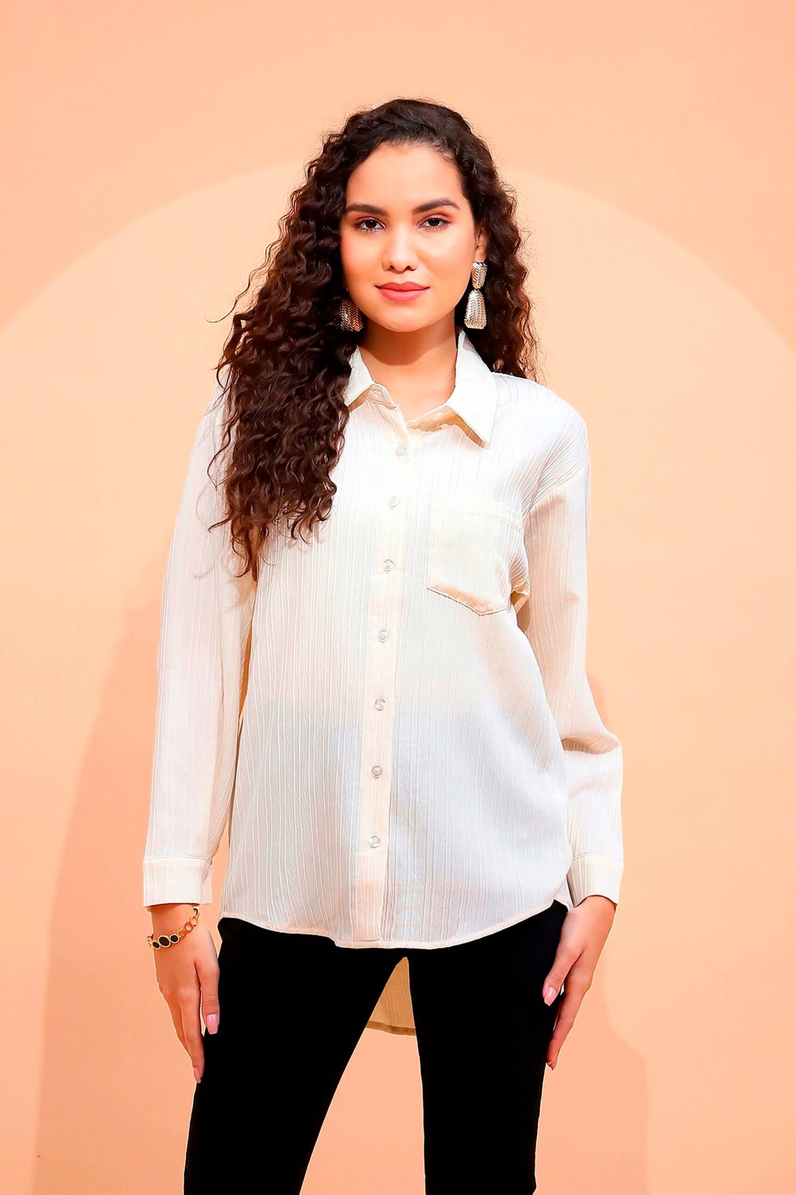 White Textured cotton Shirt