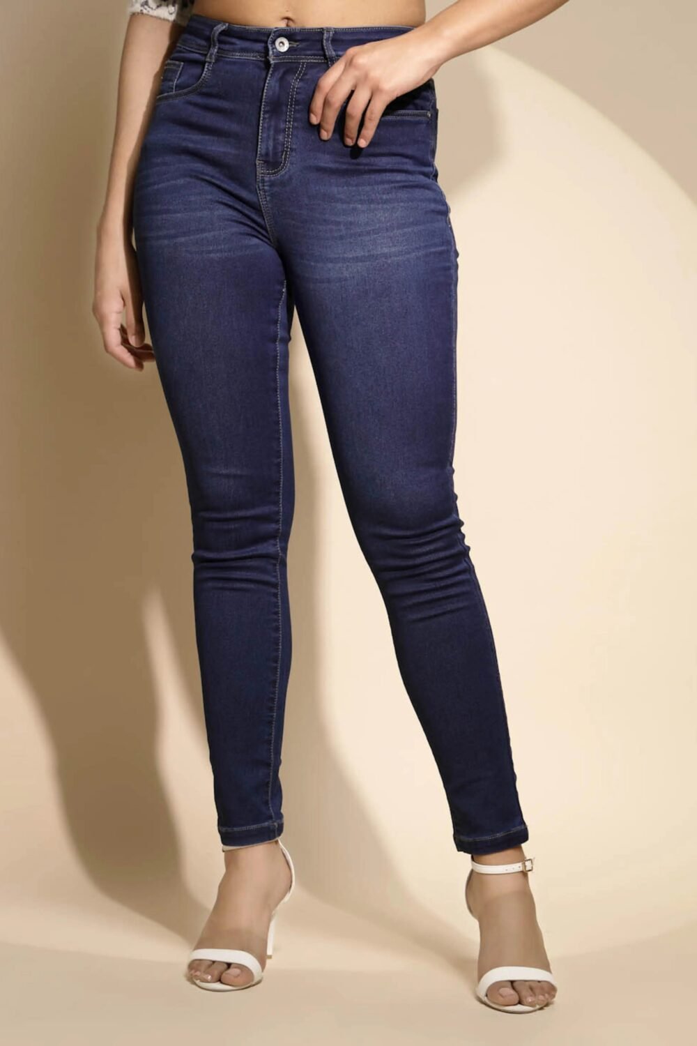 Blue High Rise Slim Fit Jeans