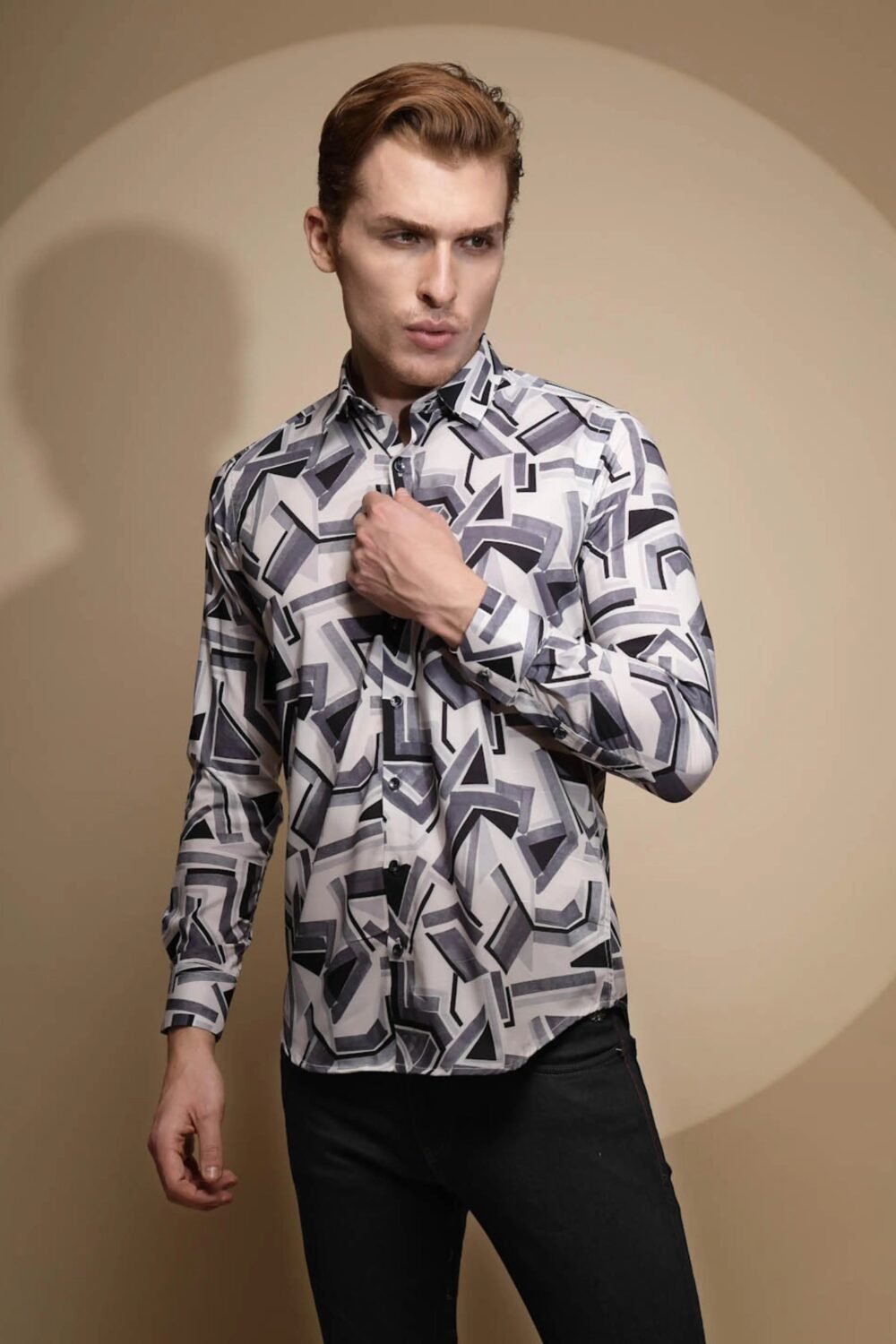 Black & White Satin Lycra Shirt