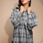 Blue Check Cotton Loose Shirt