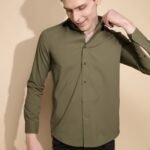 Olive Solid cotton Shirt