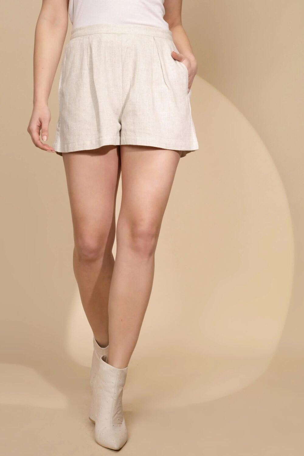 Beige Linen Shorts