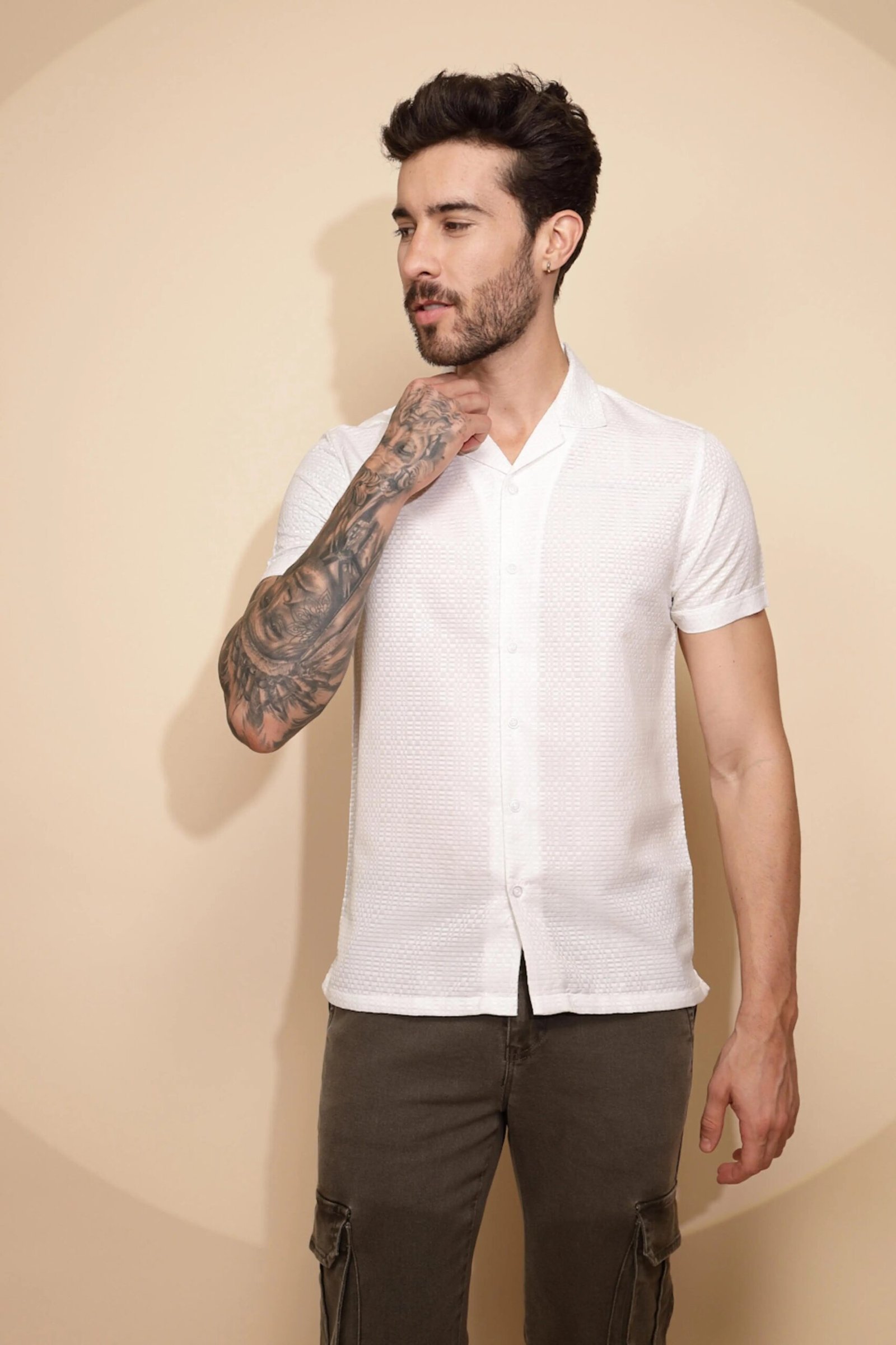 White Regular Fit Shirt For Men