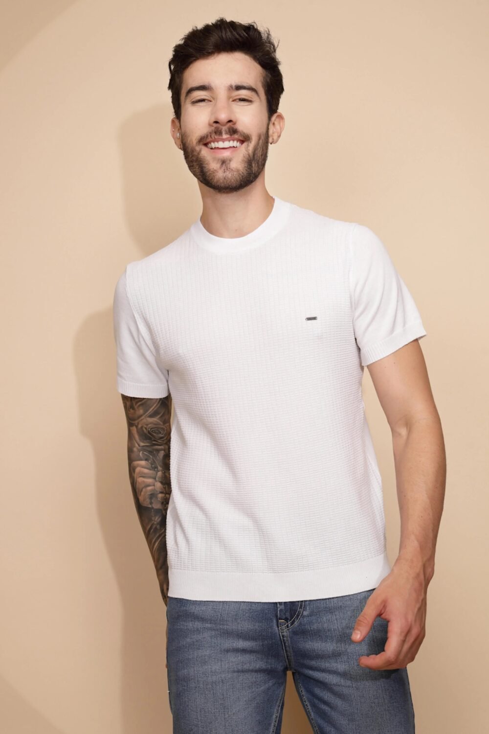 White Viscose Regular Fit T-Shirt