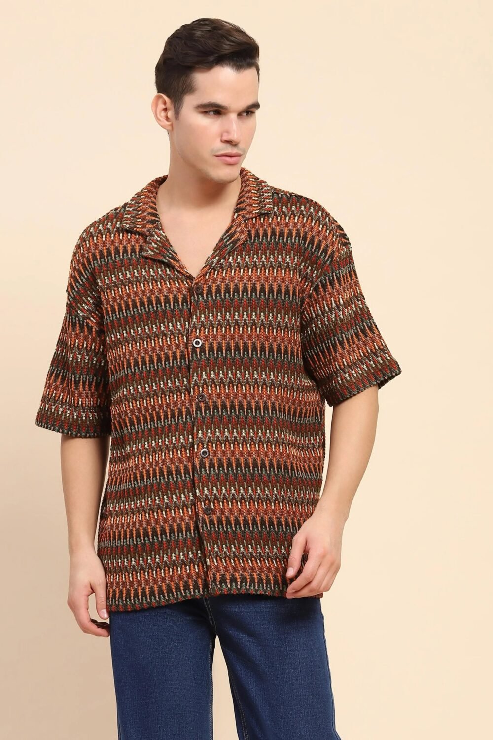 Multi Textured Oversized Shirt