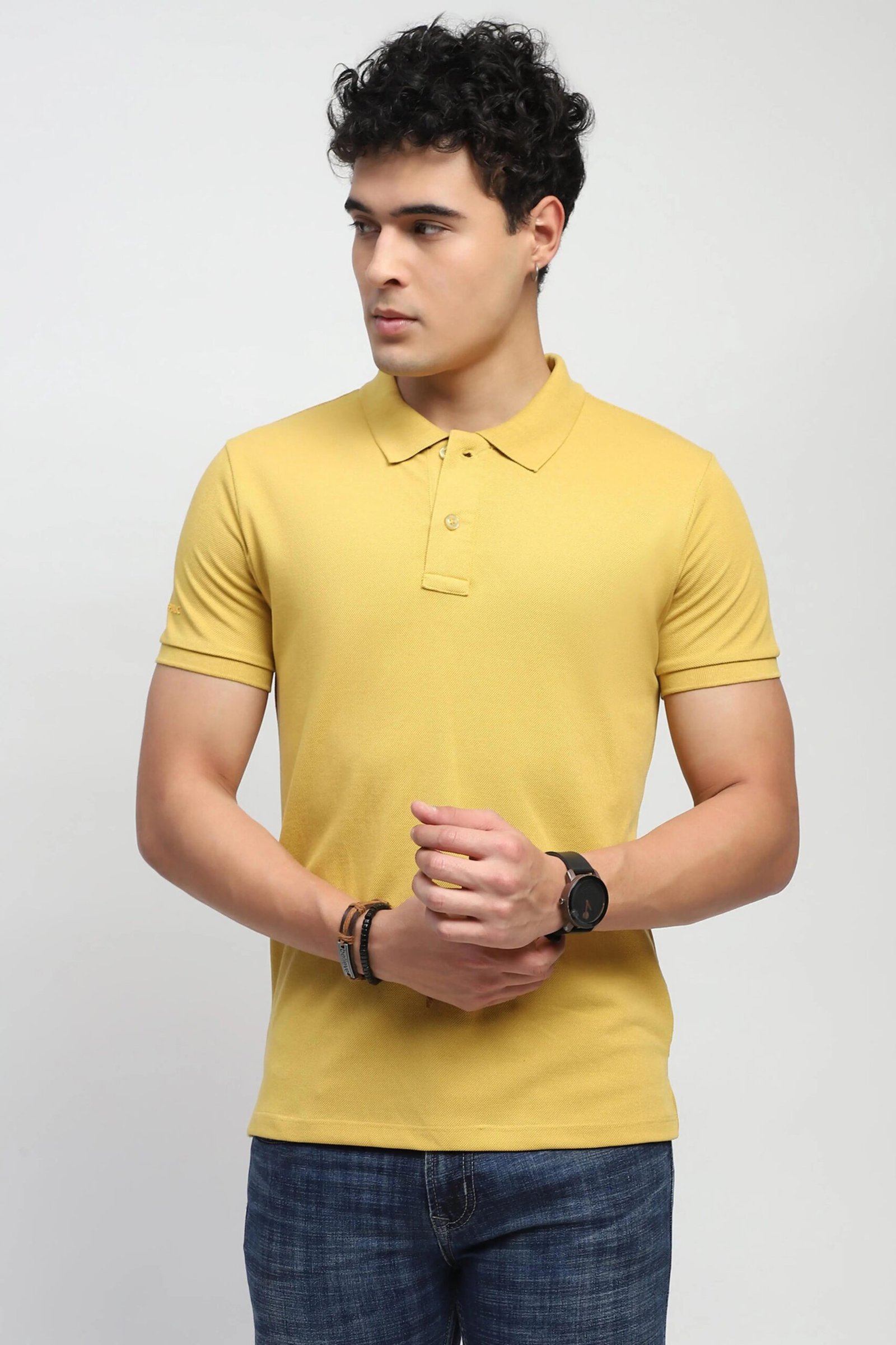 Mustard Solid Polo T-Shirt