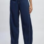 Blue Cotton Blend Boyfriend Jeans