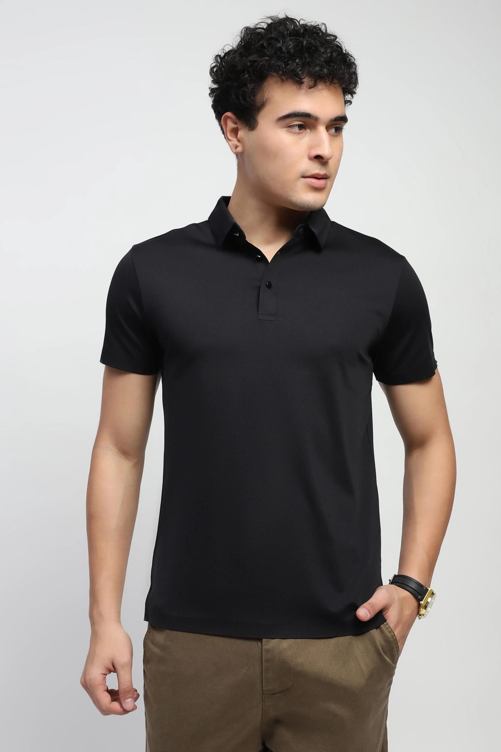 Nylon Blend Solid T-Shirt