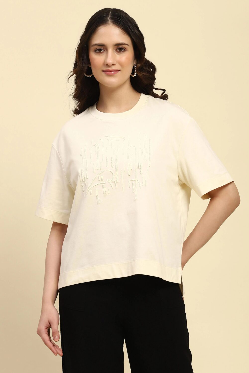 Cream UV Protection Oversized Top