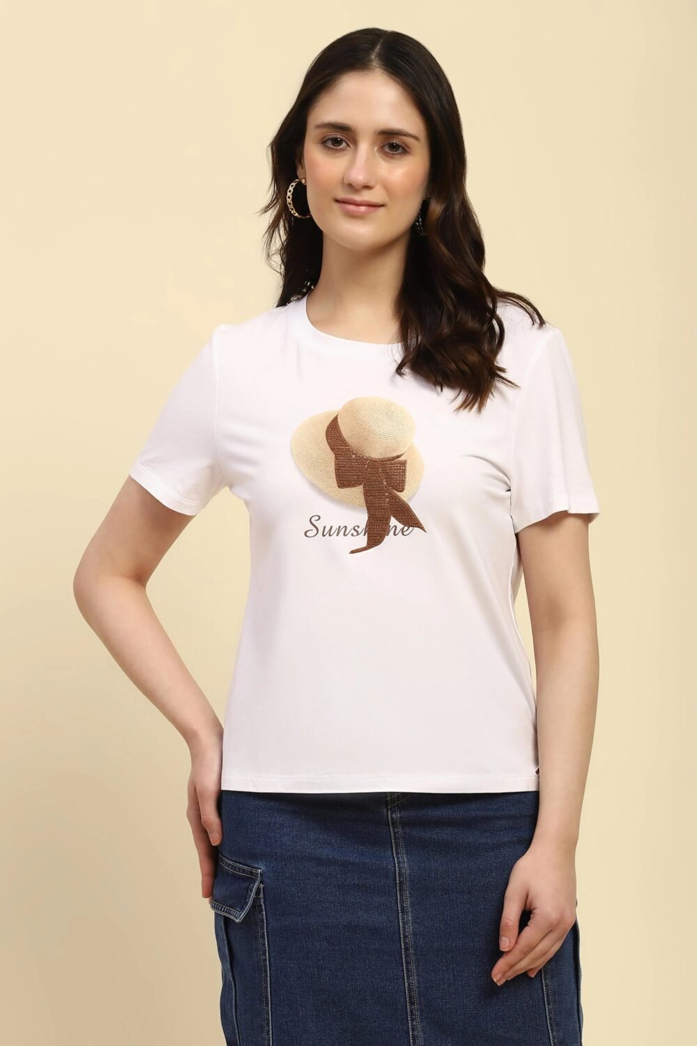 White Embroidered Modal Top