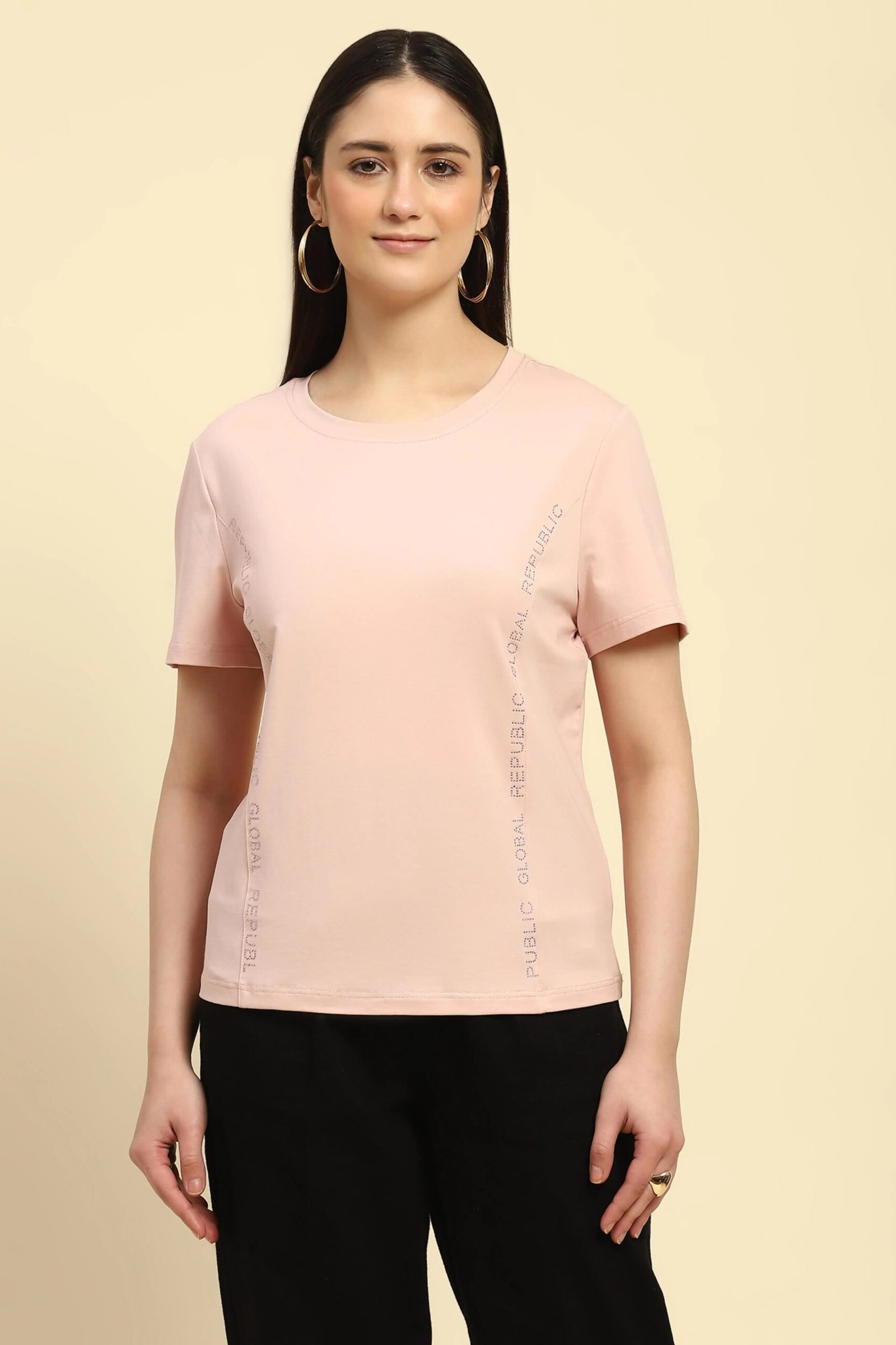 Pink Embroidered Cotton Relaxed Fit Top