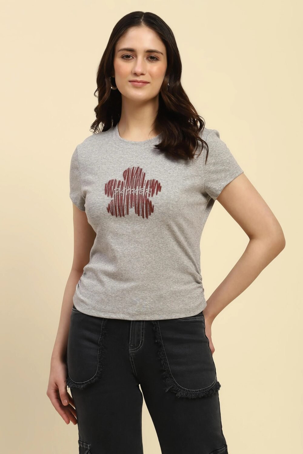 Grey Embellished UV Protective Top