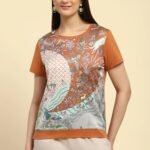Brown Graphic Cotton Top
