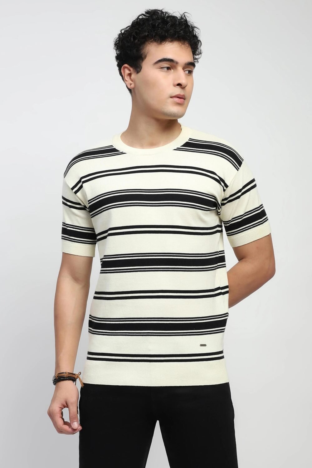Striped Knitted Cotton T-Shirt